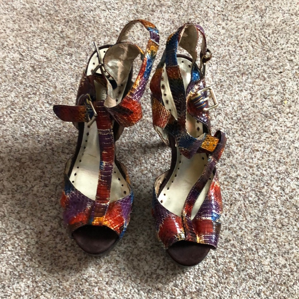 BCBGirls rainbow strap heels